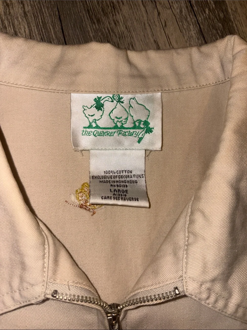 Quacker Factory Beige Cat Embroidered Zip Jacket large